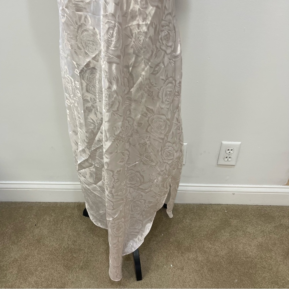 Private Luxuries Vintage Satin Midi Nightgown Crochet Floral Print Womens M - Picture 3 of 8